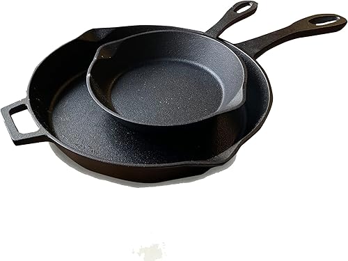 Bayou Classic El juego de sartenes de hierro fundido incluye sartenes pre-sazonadas de 10 pulgadas y 12 pulgadas con boquillas de vertido, perfectas