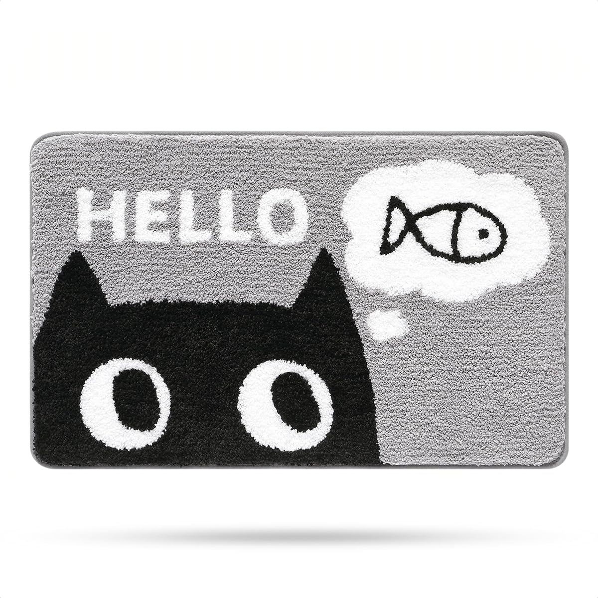 Molesun Cute Cat Bath Rug, Bathroom Mat Non-Slip Soft Shower Rug Funny Plush Microfiber Water Absorbent Shaggy Floor Mats for Kids Room, Bedroom,