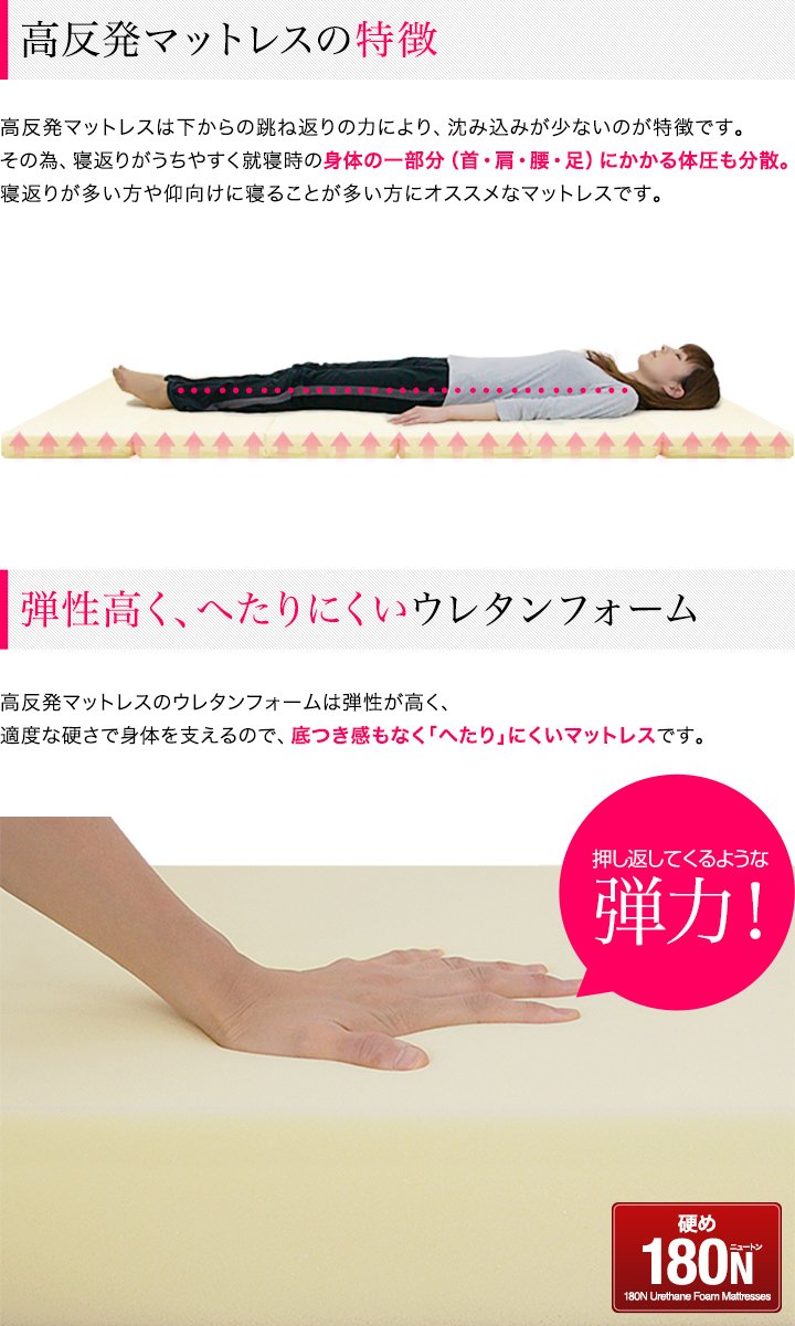 Amazon｜ottostyle.jp 高反発マットレス 六つ折り 厚さ6cm ダブル