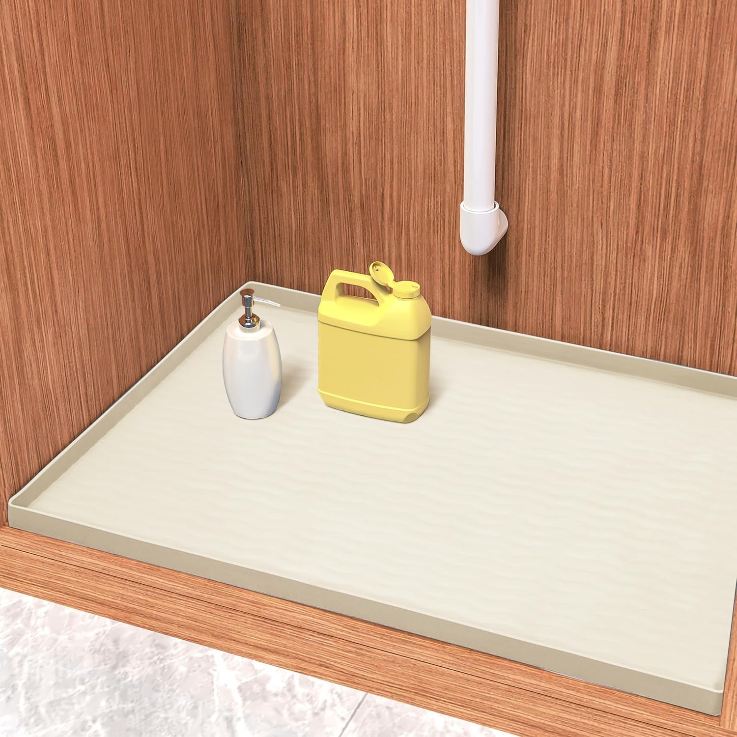 URMONA Silicone Under Sink Mat 55 x 101 cm, Waterproof Kitchen Cupboard Mat