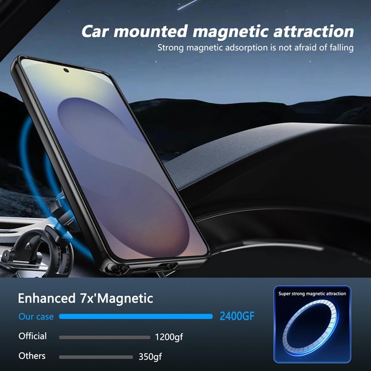 Magnetic Slim Electroplated Case for Samsung Galaxy S26/S26 Plus/S26 Ultra, Shockproof Non-Slip Design with Swivel Ring Stand Cover(Gold,S26 Plus)