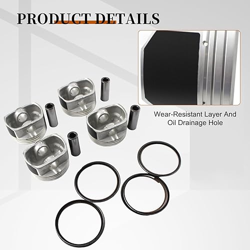 Miniatura 3 de 23410-2G000 Kit de anillo de pistón 4 piezas para motor G4KD 2.0L para Sonata ix35 para Kia Cerato Magentis Optima Sportage piezas del mercado de