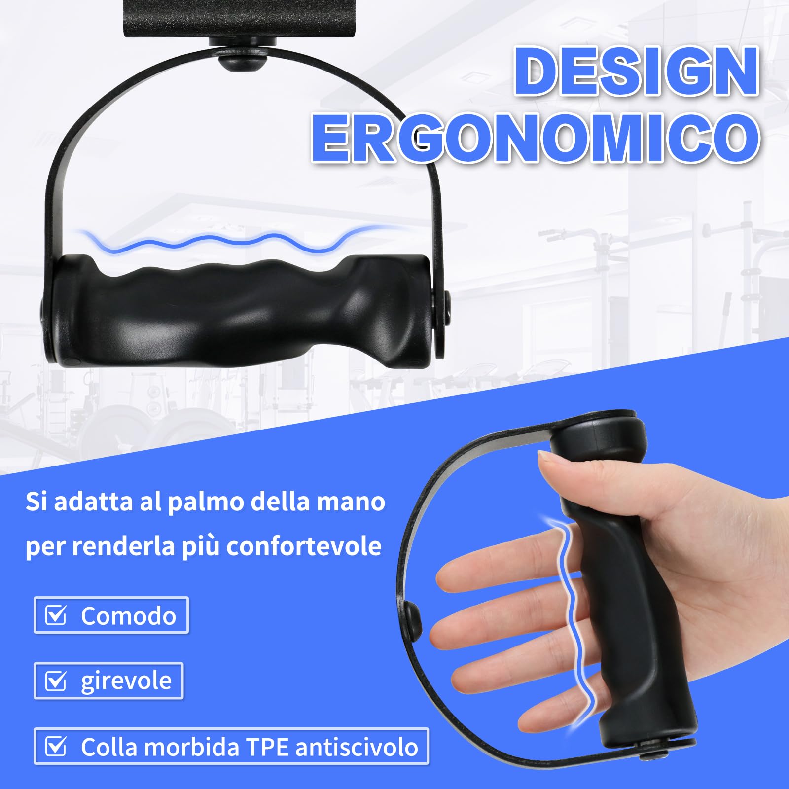 HXD-ERGO Barra LAT Machine Attacco per Cavo con Impugnatura a D Ergonomica Manopole per trazioni, rotabili