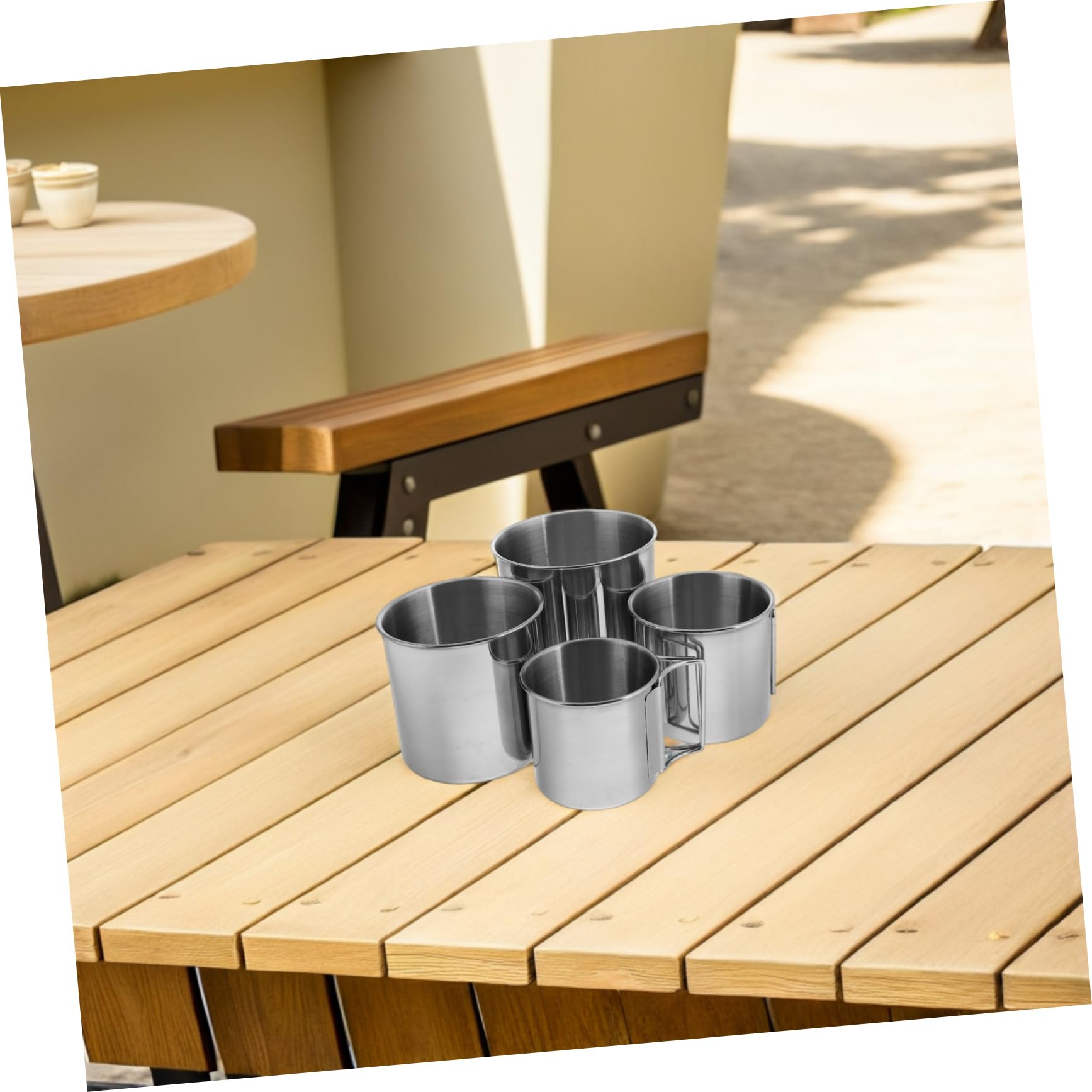 Hemobllo 4pièces Tasse De Camping Acier Inoxydable Avec Poignée Pliable Portable Pour Voyages Et Aventures Plein Air Ustensile De Cuisine Multifonctionnel