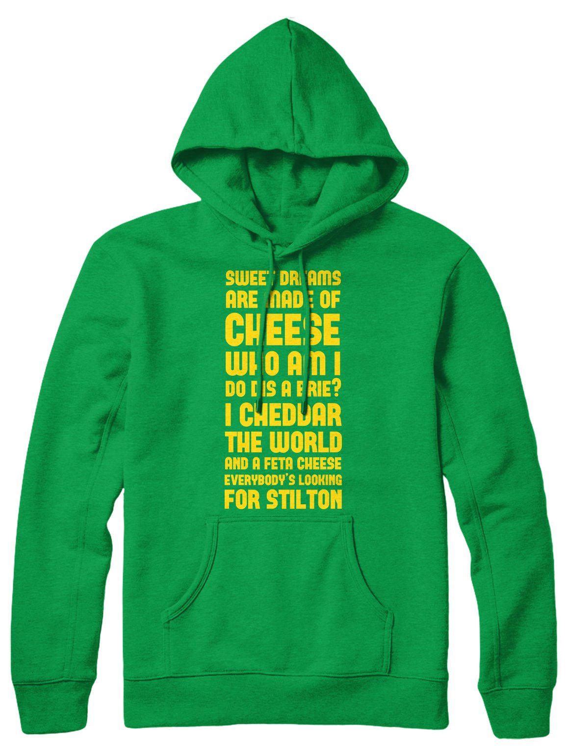 Daytripper Men's Green Sweet Dreams Are Made Of Cheese Hoodie Wo Unisex Hoody Funny -Medium- Funny Rude Present Gift Cool