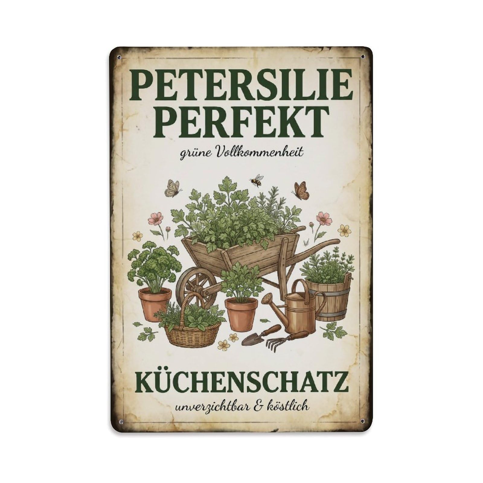 Vintage Funny Garden Parsley Perfect Rustic Gate Springtime Metal Tin Sign Plaque Wall Decor for Cafe, Club Bar, Office, Garden Metal Poster 8x12Inch