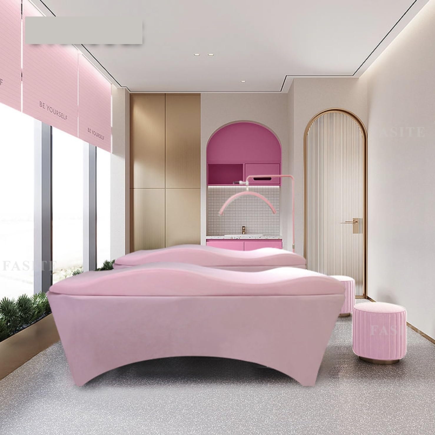 materasso per lettino da massaggio Estensione del salone di bellezza Materasso curvo for letto in memory foam for(Pink)