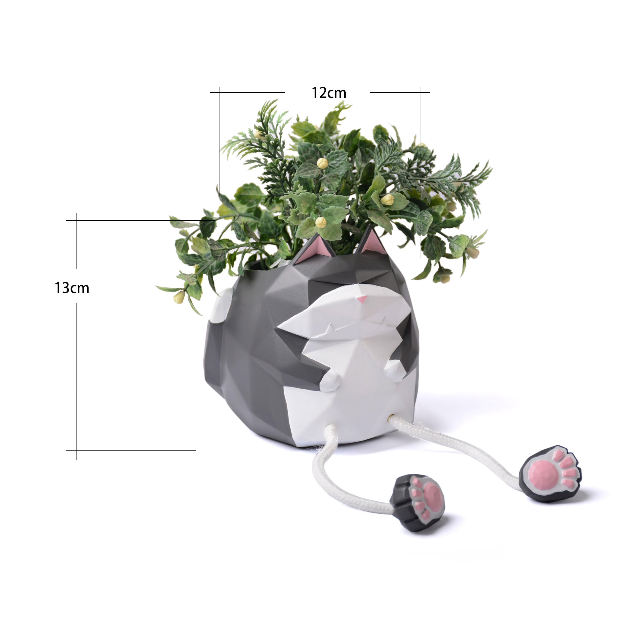 HAUCOZE Gatto Vaso Piante Animale Statua Scultura Moderna Decorazione Arte Casa Regalo Giardino Figurina per Soggiorno Ufficio Resina 13cm