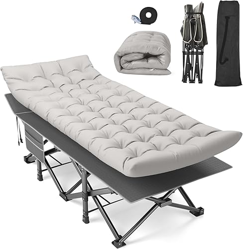 Suteck Catre de campamento, catre plegable XXL de 32 pulgadas, cama de dormir resistente para adultos, catres Oxford de doble capa 1200D para