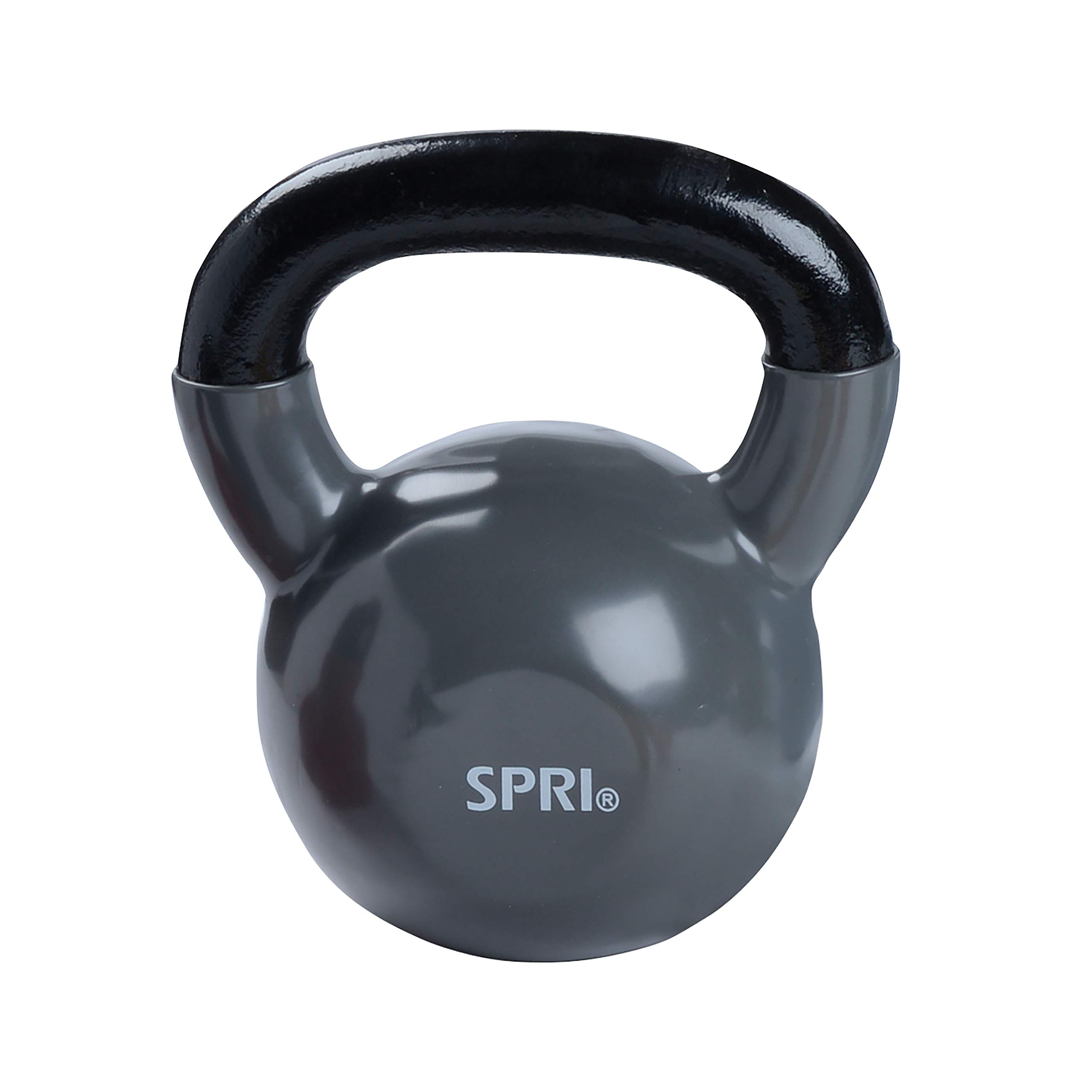 SPRI Kettlebell Weights Deluxe Cast Iron Vinyl Coated Comfort Grip Wide Handle Color Coded Kettlebell Weight Set (Available in 5, 8, 10, 12, 15, 18, 20, 25, 30, 35, 40, 45, 50 Pounds)
