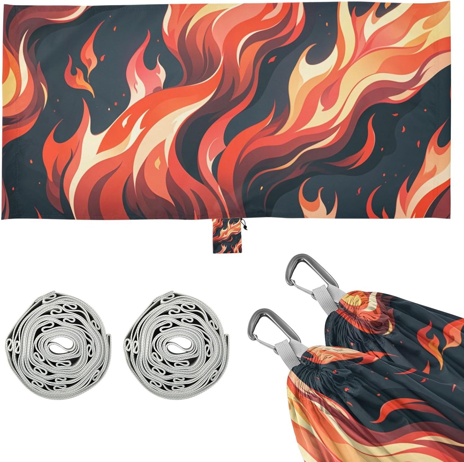 Red Fire Gorgeous Combustion Hammocks with Hanging Rope Indoor Hammock for Outside Camping Essentials