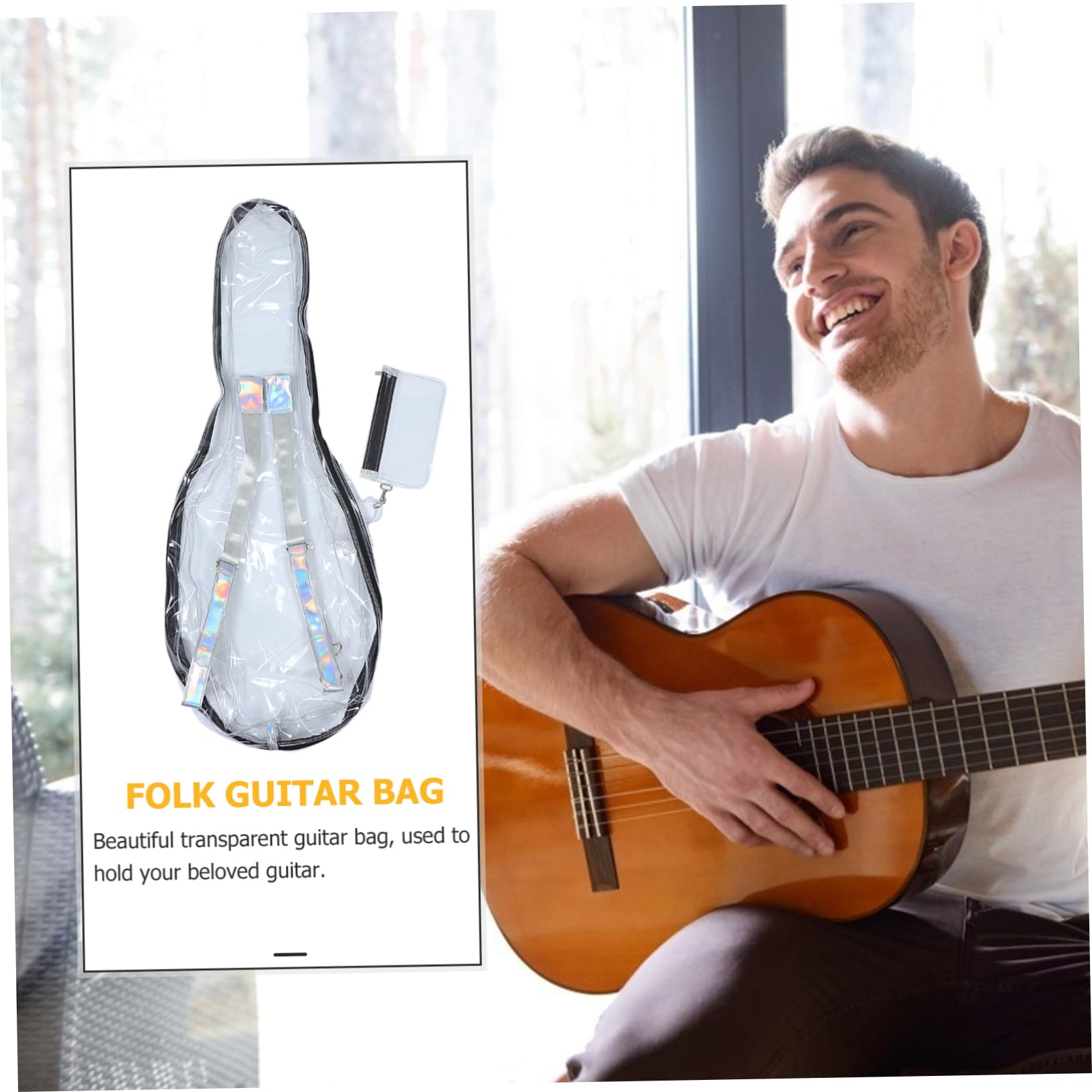 UPKOCH Borsa Trasparente per Chitarra Acustica, Zaino a Doppia Spalla in Pc, Leggera, per Uso Outdoor, Unisex