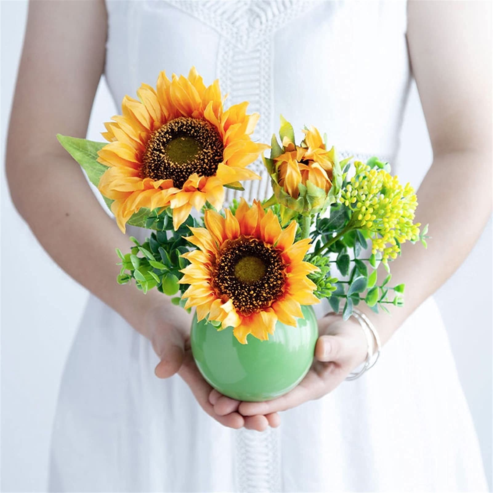 Amazon｜造花セット 造花 花瓶付き 人工ひまわり フラワーズ 植物