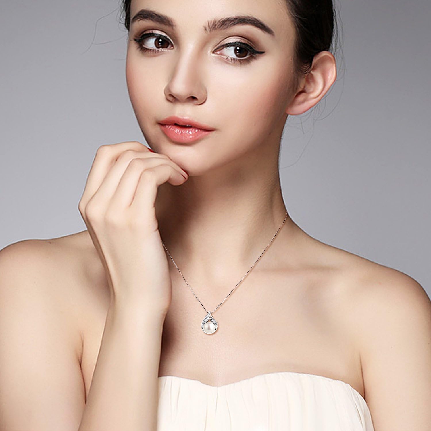 B.Catcher Pearl Necklace Freshwater Bud 925 Sterling Silver “Hug with