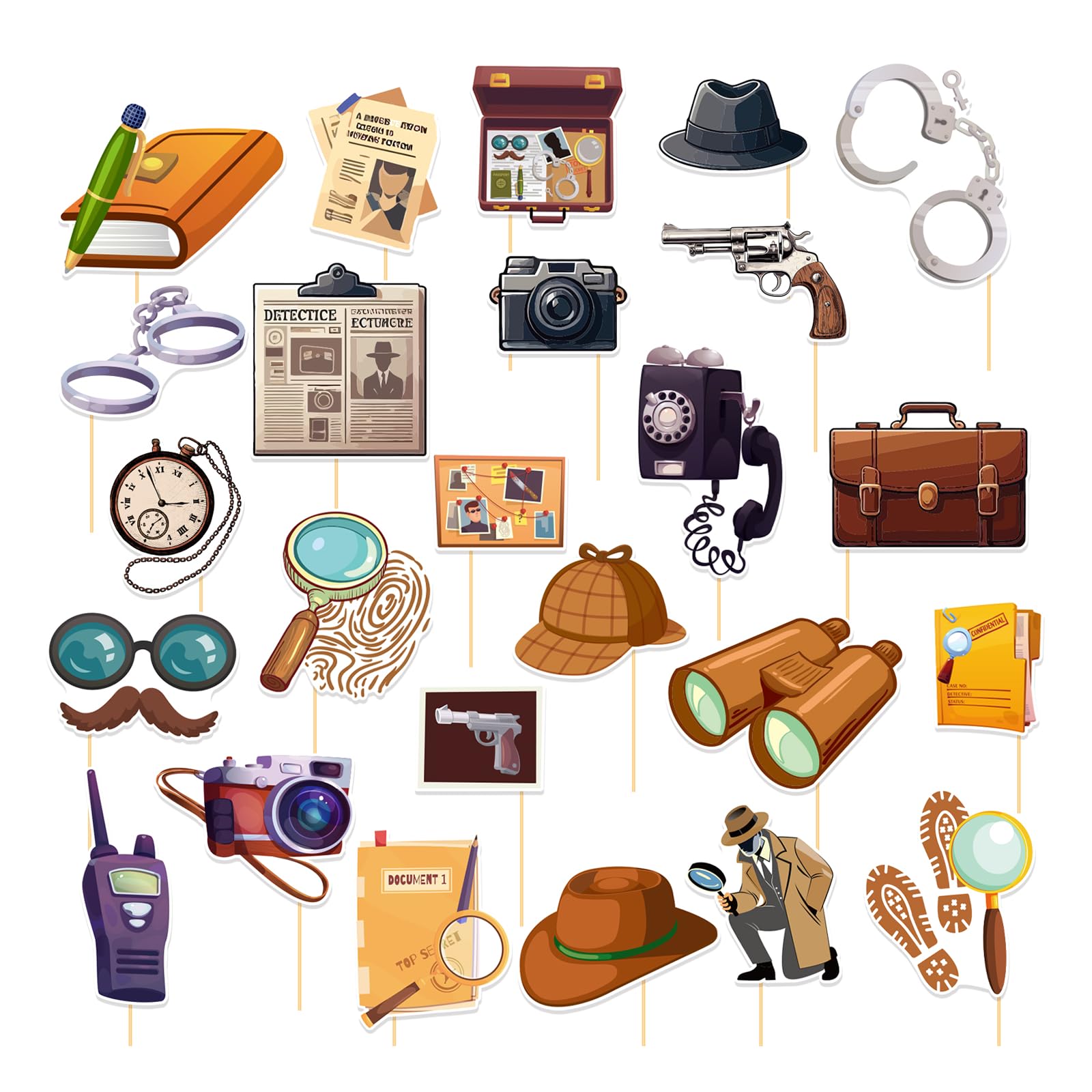 25 PCS Detective Photo Booth Props Detective Photo Booth Accessories For Detective Birthday Party Decorations Party Supplies