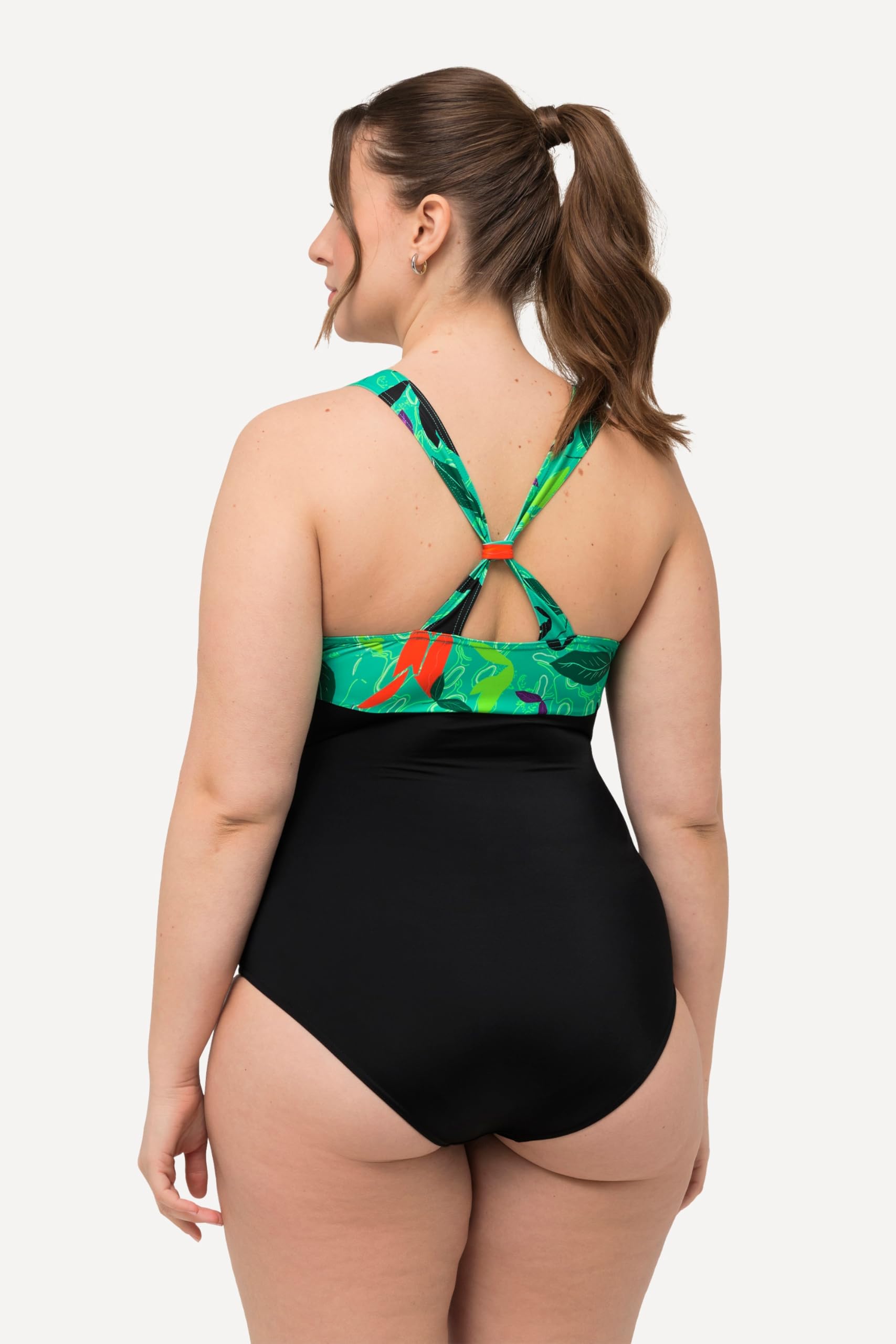 Ulla Popken Femme Grandes Tailles Maillot de Bain Aspect Dos Nu. Nœuds et Bonnets Souples 827767