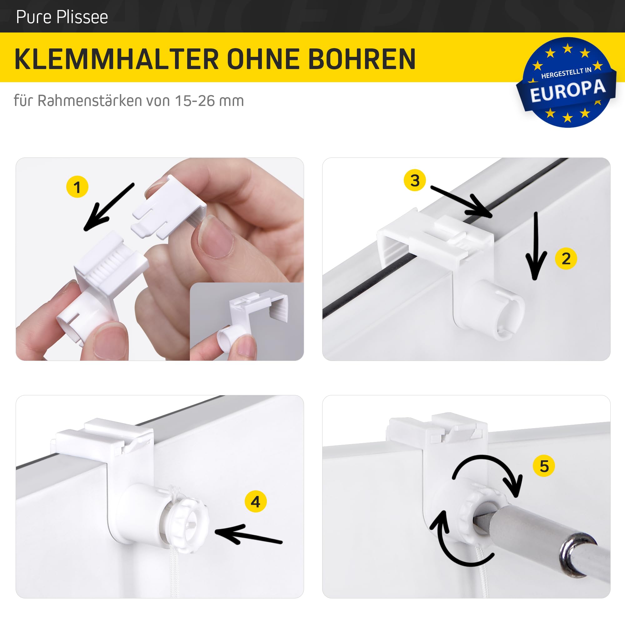 Jalousiescout Plissee Klemmfix ohne Bohren—Jalousie 130x120cm Creme Sichtschutz Fenster Sonnenschutz, Lichtdurchlässig Rollo für Fenster & Tür, Hochwertiges Polyester Pure Plissee