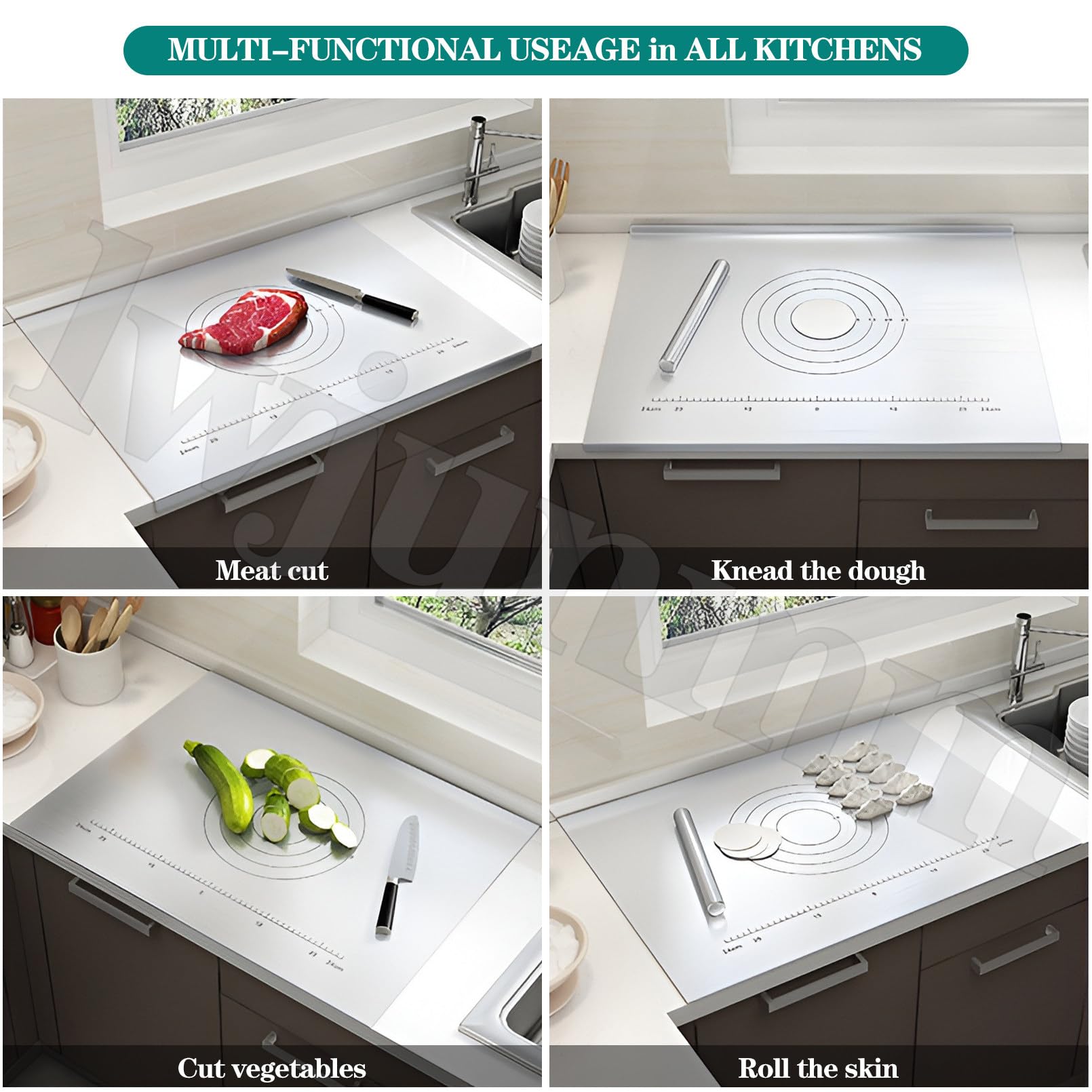 Tabla de cortar de acero inoxidable con borde de tope para protección de encimera de cocina, ideal para amasar y preparar alimentos en el hogar, bar y restaurante