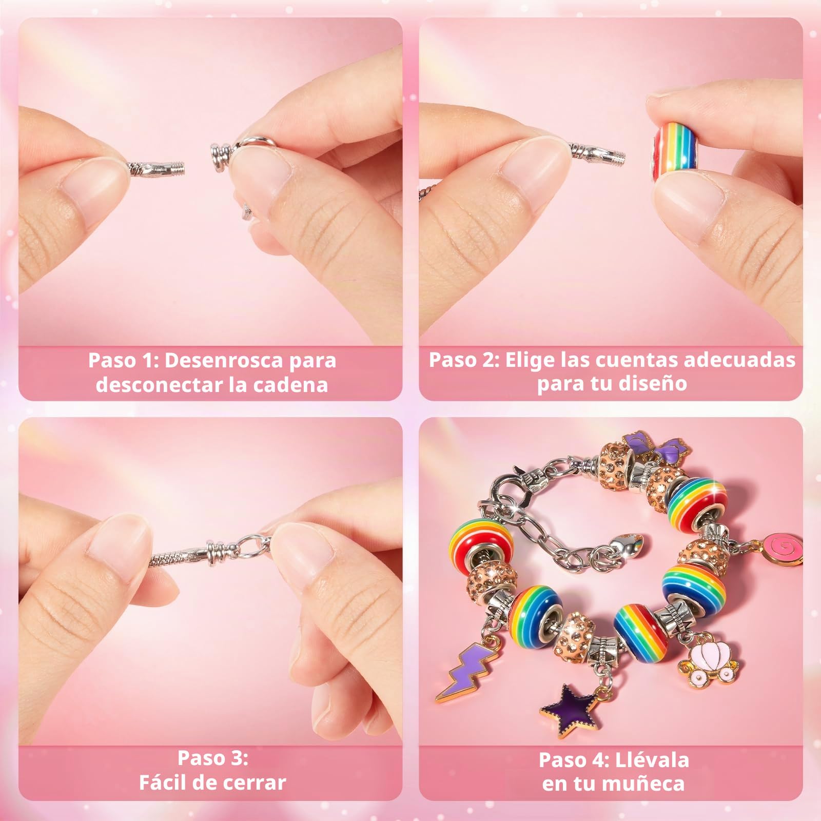 BLmukce Set de joyería DIY para niños – pulsera y cuentas DIY para niñas con cuentas, dijes y accesorios para collares, regalo de cumpleaños y Navidad (4-12 años)