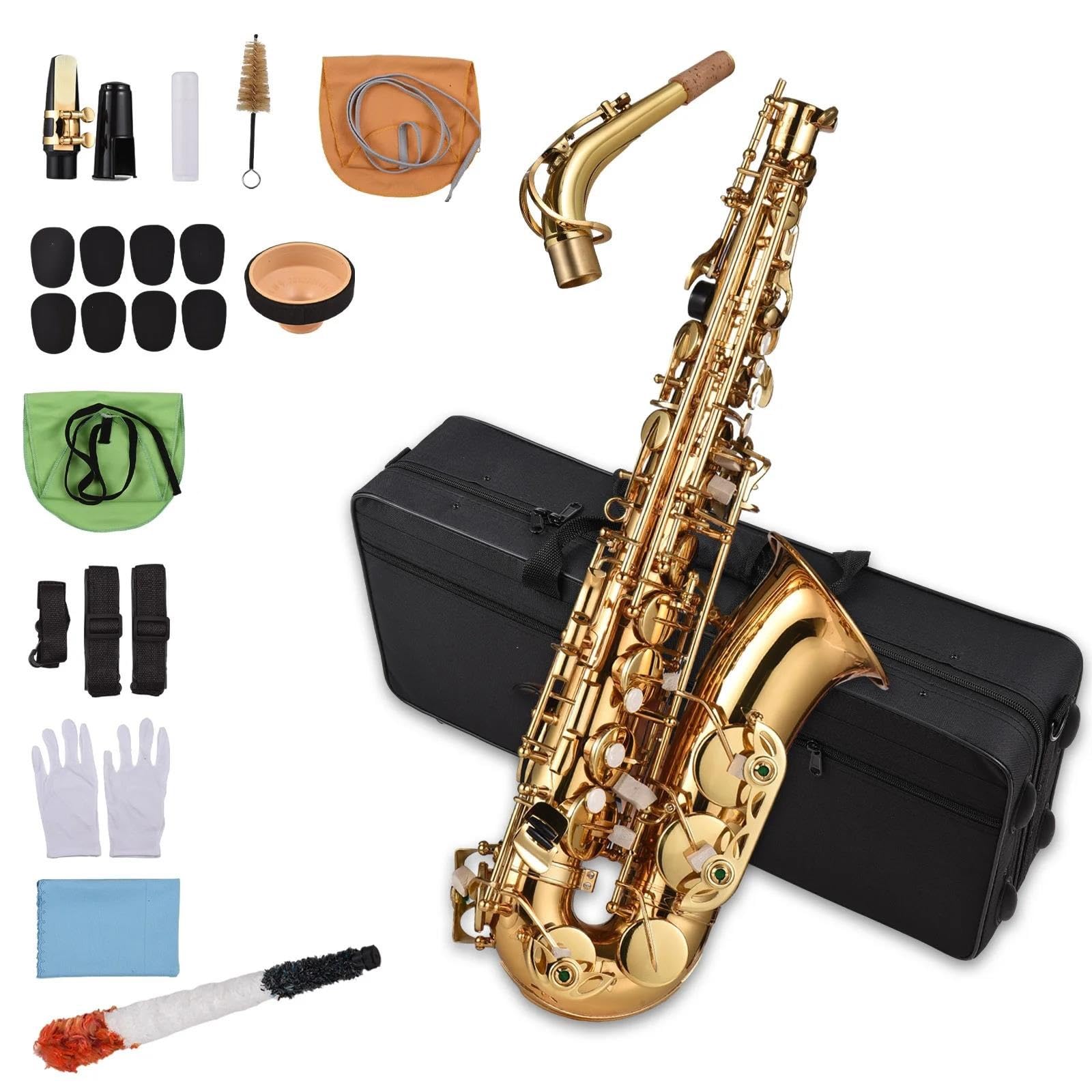 Eb Saksofon Altowy Mosiężny Lakierowany Saksofon Altowy Instrument Dęty Profesjonalny Instrument Muzyczny Z Akcesoriami Do Futerału profesjonalny Saksofon