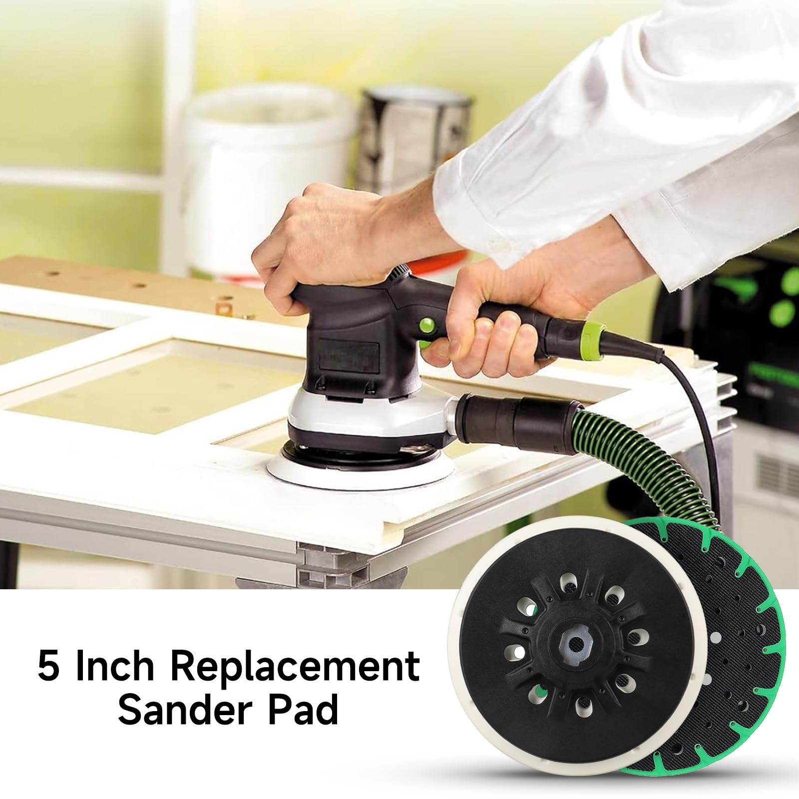 Tampon de ponçage sans poussière de 150 mm, filetage de connexion M8 de 6 pouces, tampon de support à boucle auto-agrippante compatible avec Rotex RO, ETS 150, ETS EC 150, X 150, ETS 150/7 Remplacemen