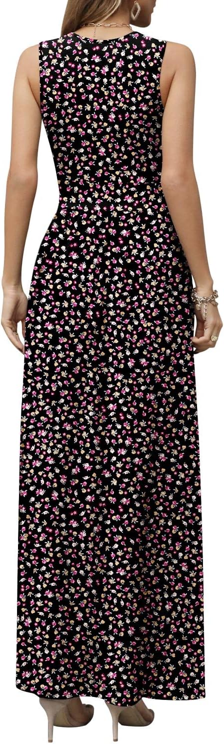 CATHY Women's Casual Sleeveless Deep V Neck Beach Waist Maxi Dresses with Pockets - Image 4