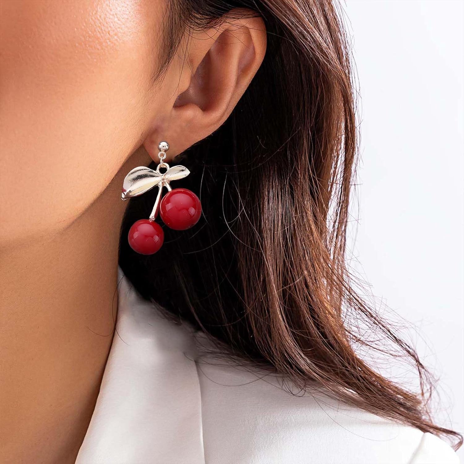 Boho Cherry Dangle Drop Earrings Red Cherry Earrings 3D Cherry Fruit Earrings Sweet Cherry Stud Earrings Cute Berry Earrings Jewelry fow Women - Image 5
