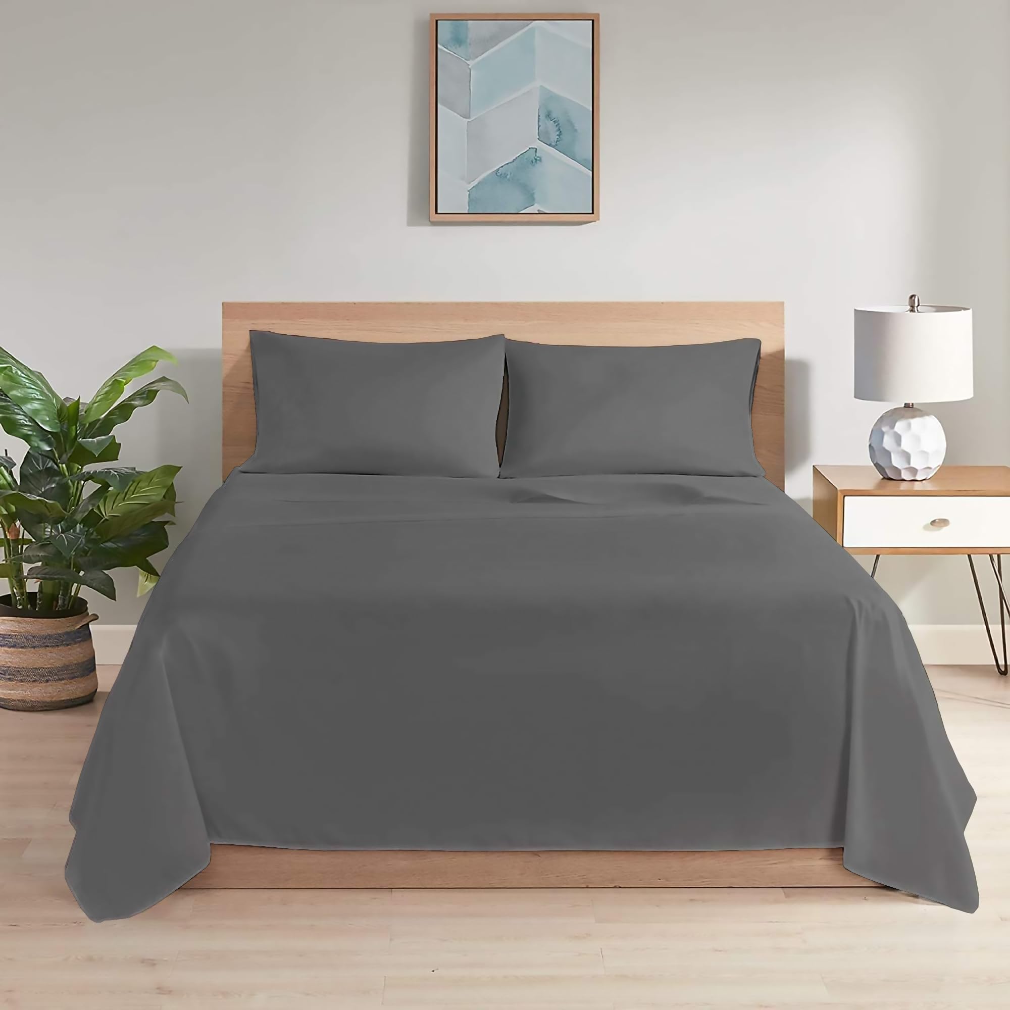 Ray Bedding Flat Sheet 100% Egyptian Cotton Single Flat Sheet 400 Thread Count Single Bed Sheet Soft, Breathable, Machine Washable Luxury Flat Sheets for Single Bed