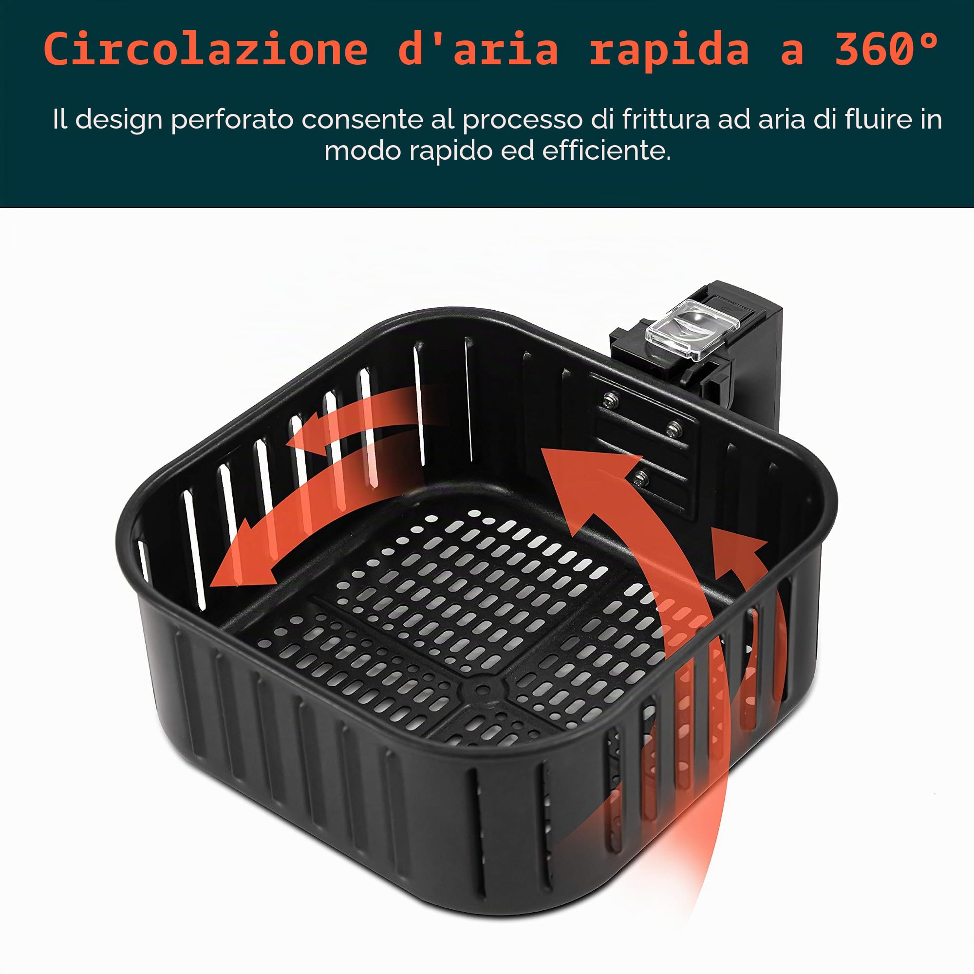 COSORI Cestello di ricambio per friggitrice ad aria, 5,8 l, per friggitrici ad aria CP358 e CS358, cestello antiaderente, lavabile in lavastoviglie, nero