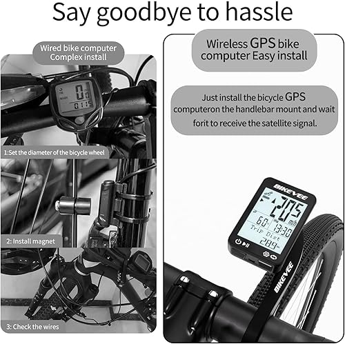 Miniatura 3 de Computadora de bicicleta GPS inalámbrica con arranqueparada automática y retroiluminación automática, IPX7 impermeable odómetro de bicicleta MPH