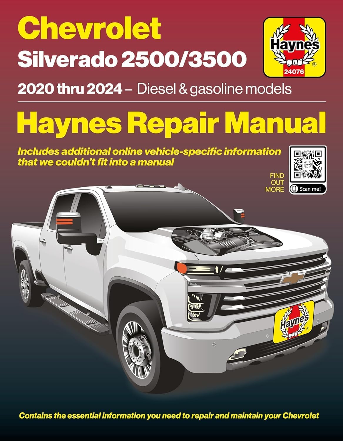 Haynes Compatible for The Chevrolet Silverado 2500/3500 (2020–2024) Repair Manual: Covers 6.6L L5P Diesel, 6.6L L8T Gas – Maintenance, Repairs, Troubleshooting & Wiring Diagrams