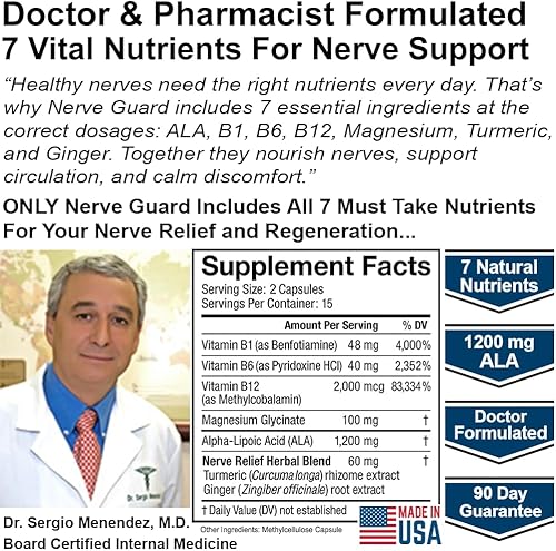 Miniatura 2 de Nerve Supplement to Fortify Nerves  Doctor Formulated  Made in The USA  ALA, Vitamins B12, B6 & B1, Magnesium  30 Capsules