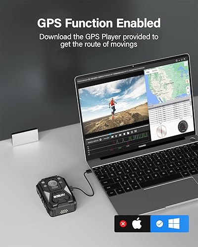 Miniatura 4 de BOBLOV B4K4 Cámara desgastada por el cuerpo, grabadora de video 4K 128G, cámara de seguridad de policía GPS IP67, batería de 4000 mAh para grabación