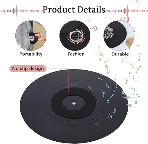 Miniatura 3 de Divertidos posavasos retro para discos de vinilo para bebidas, regalos de elefante blanco para amantes de la música, juego de 6 posavasos de vinilo