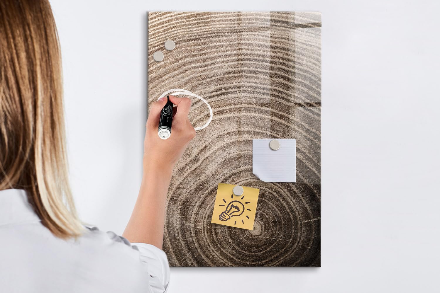 Lavagna in vetro magnetica da parete 60x120 cm | Venature del legno