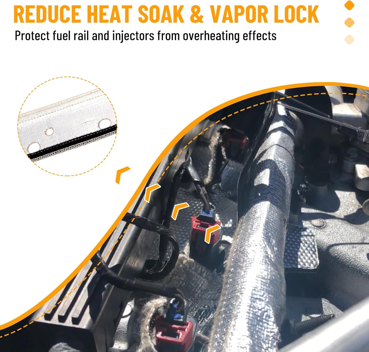 Fuel Rail & Injector Cover Kit Heat Shield Kit 010378 Compatible with 1997-2004 Jeep Grand Cherokee Wrangler TJ 4.0L Engine