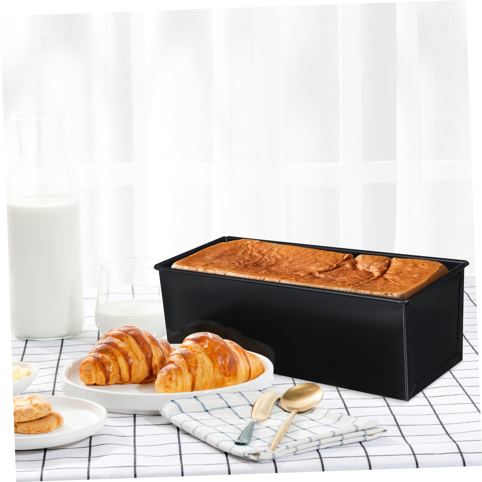 Ciieeo Moule Pain de Mie Rectangulaire avec Couvercle 750g Noir