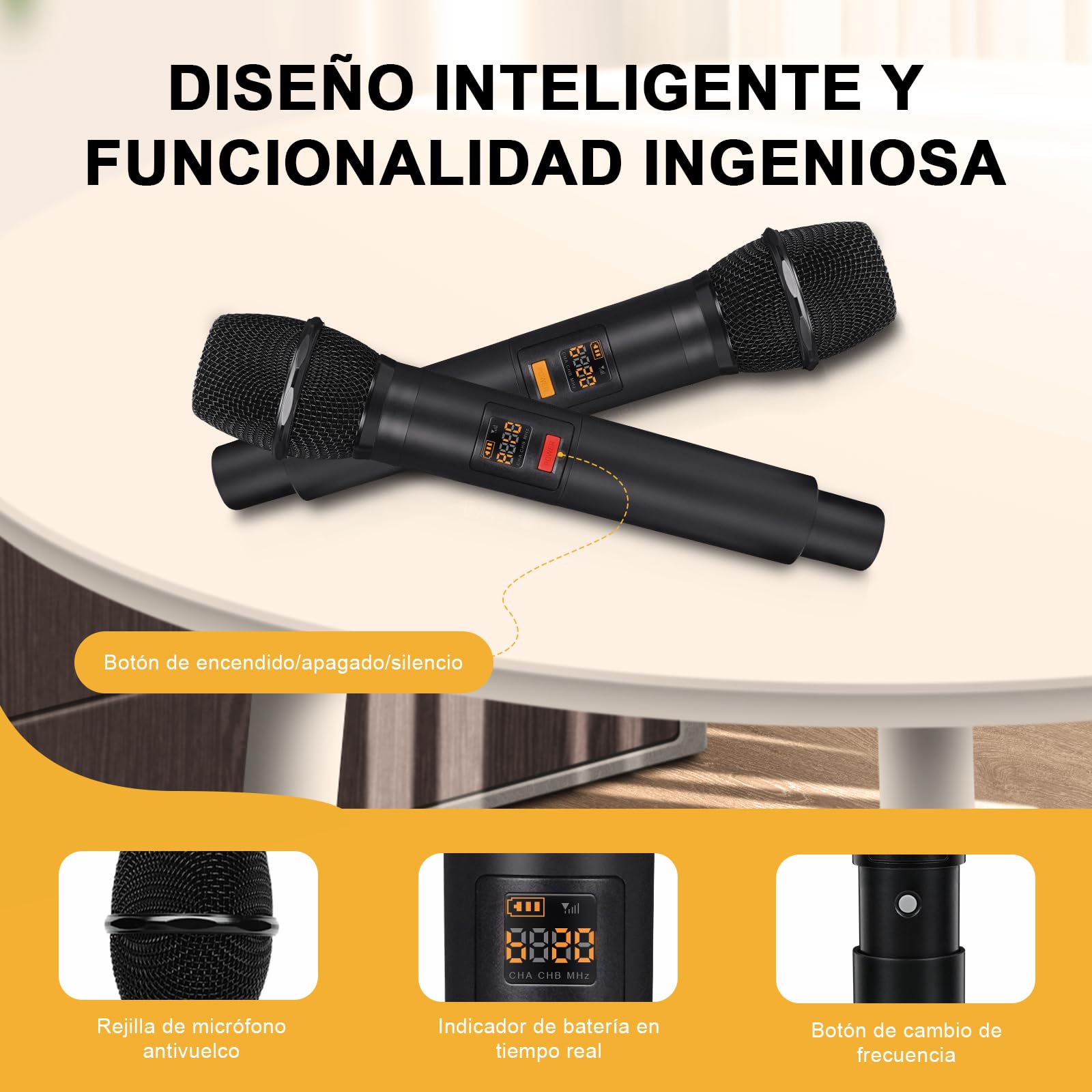 MELONARE Sistema de micrófono inalámbrico UHF Rack 4 Canales MWM-41F | 4 micrófonos de mano dinámicos, 4 x 10 frecuencias, alcance 260 ft, voces en vivo, karaoke, iglesia, DJ