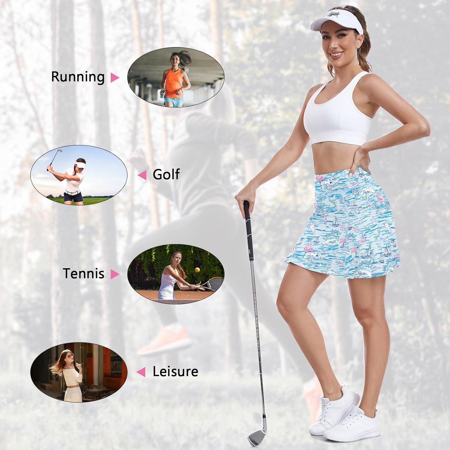 WOWENY Women's Tennis Golf Athletic Skorts Skirts for Women with Pockets High Waist Workout Runnning Skirt Casual