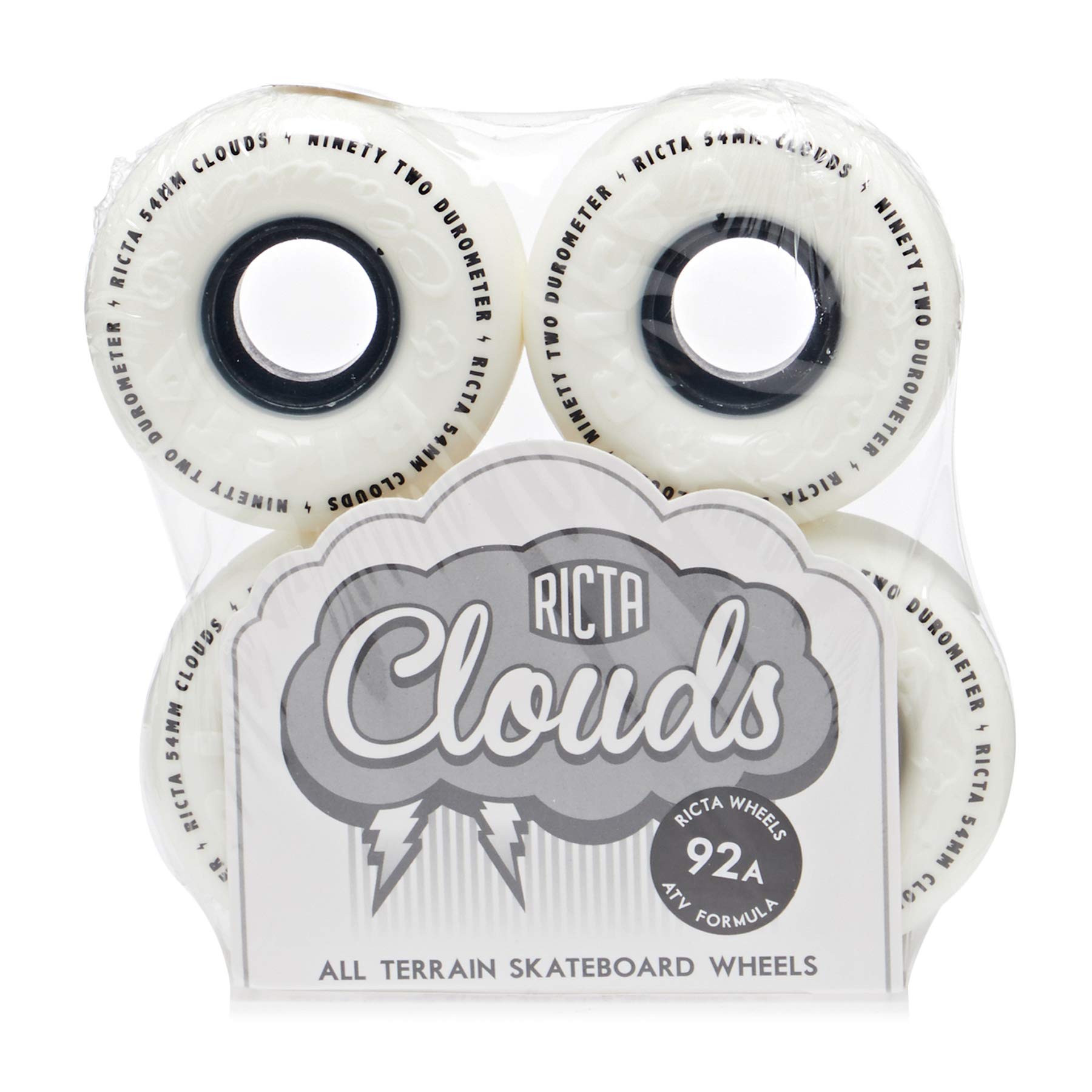 Amazon | Ricta Wheels Clouds 92a Skateboard, 54mm, Black by Ricta
