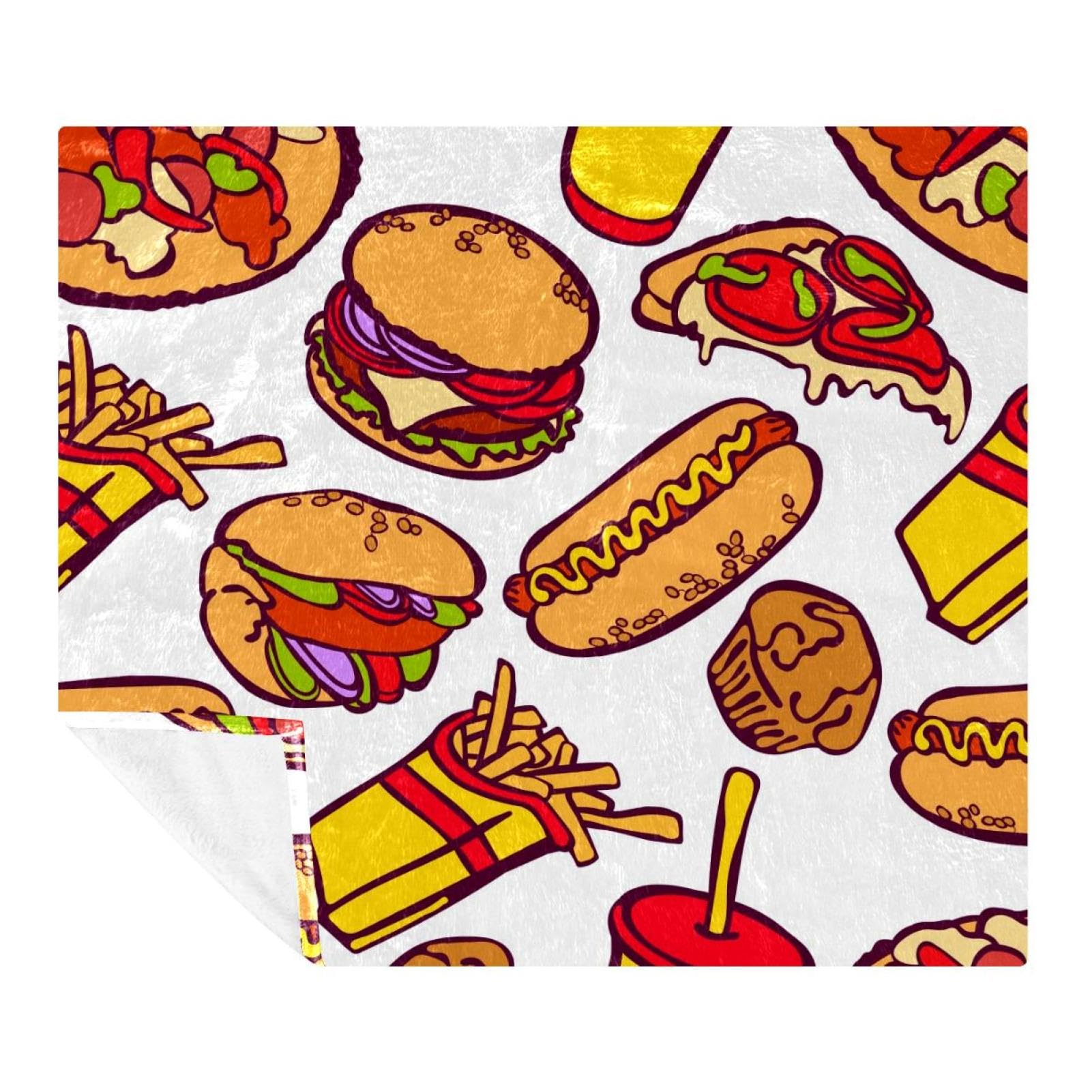 Couverture douce et confortable en polaire plaid microfibre léger motif pizza