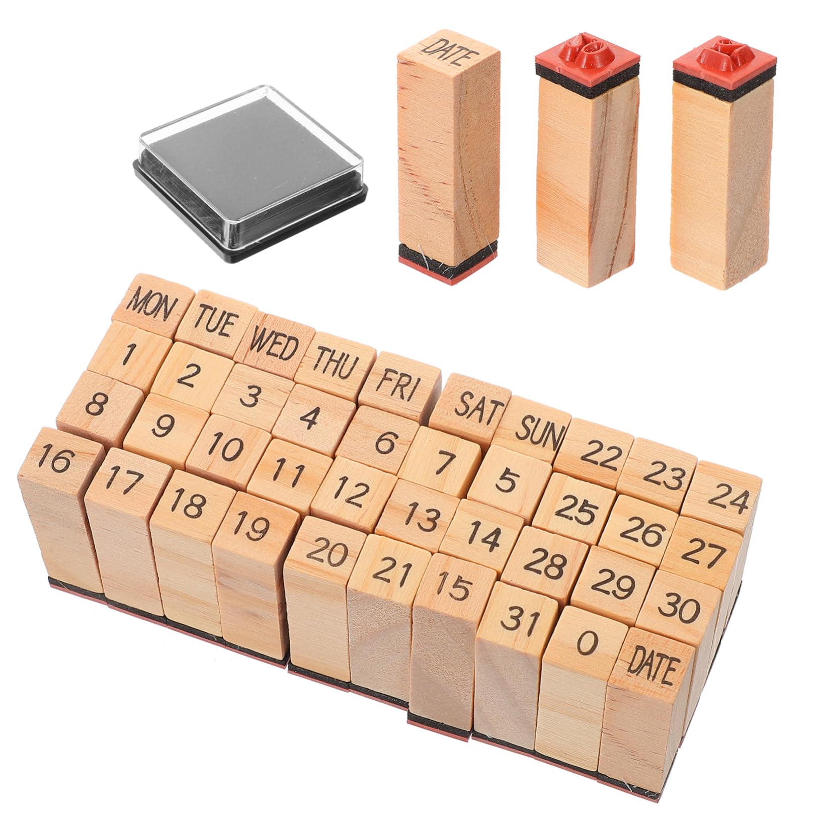 HOMSFOU 5 Sätze Handbuchsiegel -Set Basteln Klarsichtstempel für die Kartenherstellung Name Woche fällig Brief Holzmarken Sammelalbumstempel Zubehör für Sammelalben hölzern