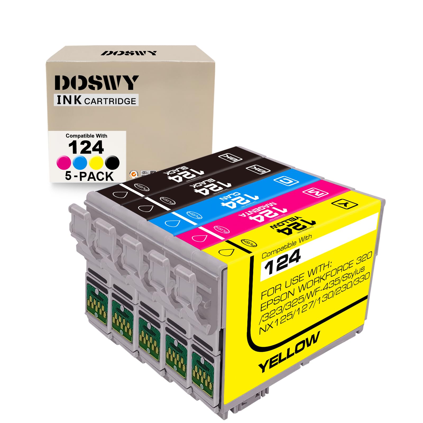 Amazon.com: Doswy 5 Packs T124 Remanufactured Ink Cartridge