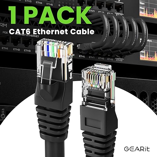 Miniatura 2 de GEARit Paquete de cables Ethernet Cat 6, 1 paquete de cables de conexión Ethernet Cat6 de 30 pies  Cable de conexión de red RJ45, conectores