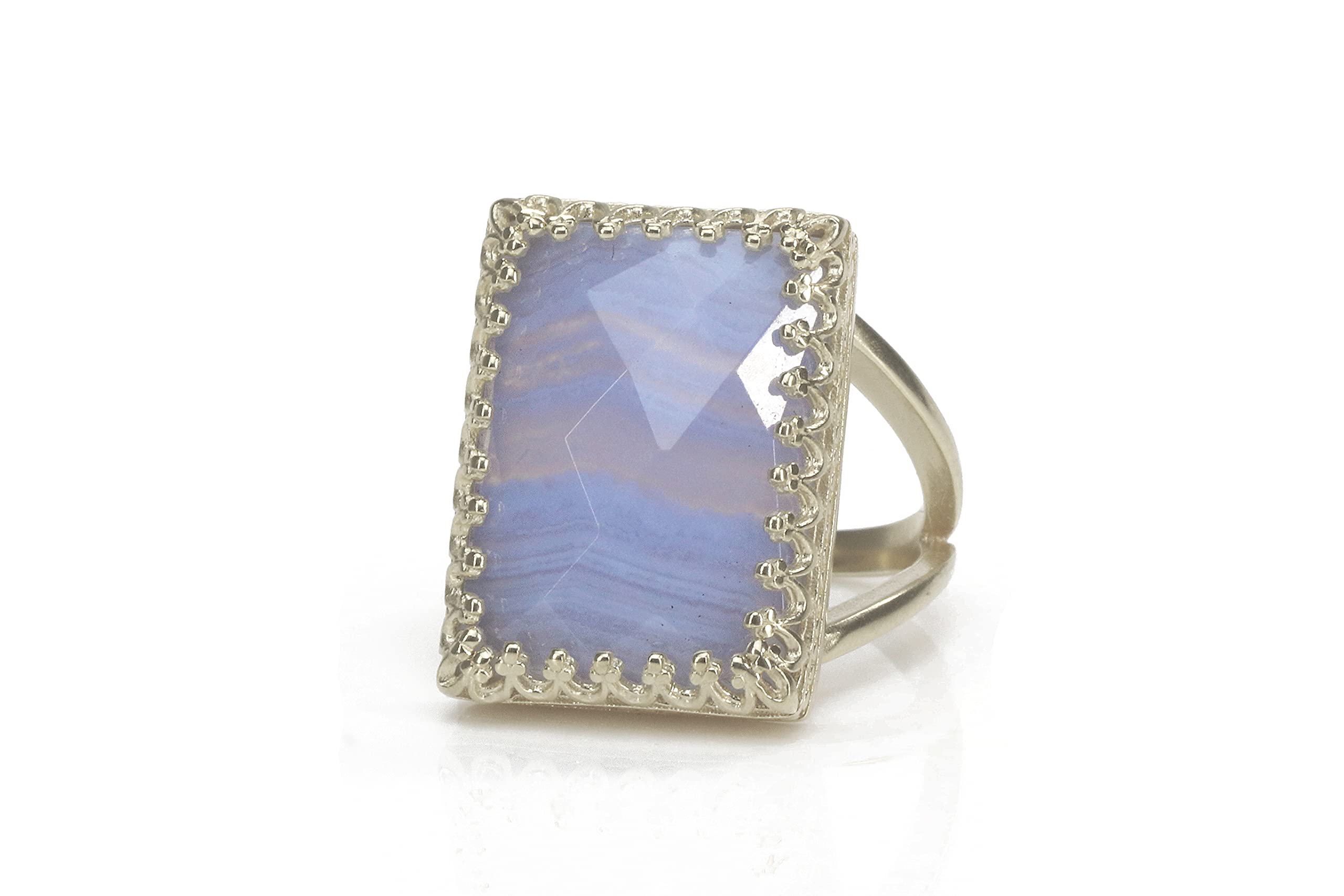 Bague agate rectangle argent 925 : la bague de fiançailles originale et symbolique. - 8