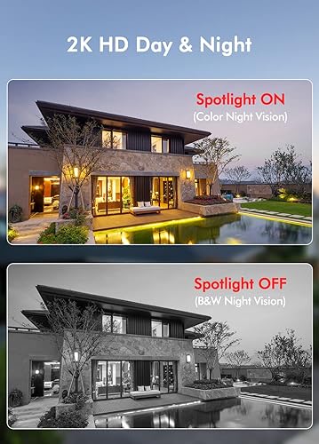 Miniatura 2 de Cámara inalámbrica de seguridad para exteriores, cámara de vigilancia doméstica WiFi 2K HD, detección de movimiento AI PIR, visión nocturna a color,