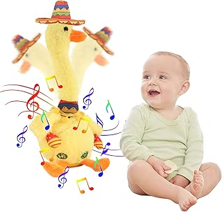 MVZKS Talking Duck Toy Repeat What You say, Singing Dancing Recording Mimicking Glowing Stuffed Plush Animal Musical Funny Gift for Baby Kids Adults(Mexico, 15inch)
