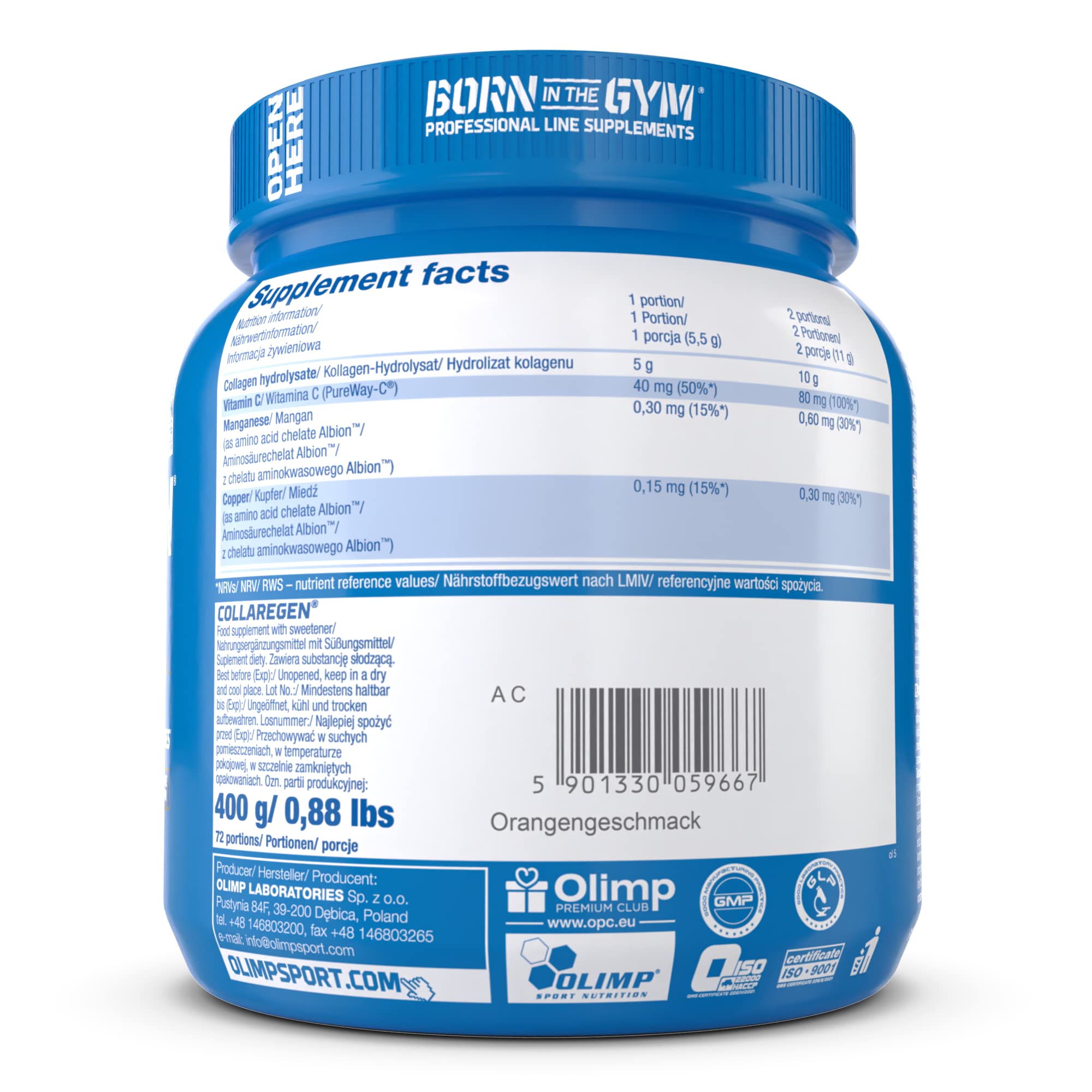 OLIMP SPORT NUTRITION Collaregen Support Musculaire pour Sportif Orange 400 g
