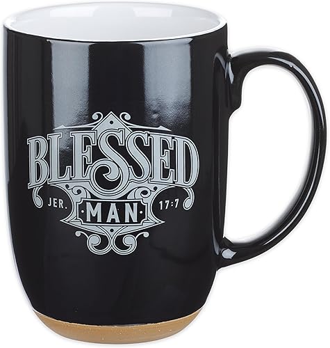 Taza de café Christian Art Gifts Hombre Bendito - Jeremías 177 Escritura inspiradora, 15 oz, Negro