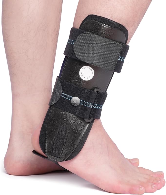 Velpeau Air Gel Foam Ankle Stabilizer Support Brace for Sprained Ankle, Ligament Injury, Tendonitis, Adjustable Rigid Stirrup Ankle Splint for Women and Men (Foam Version, Large, Right Foot)